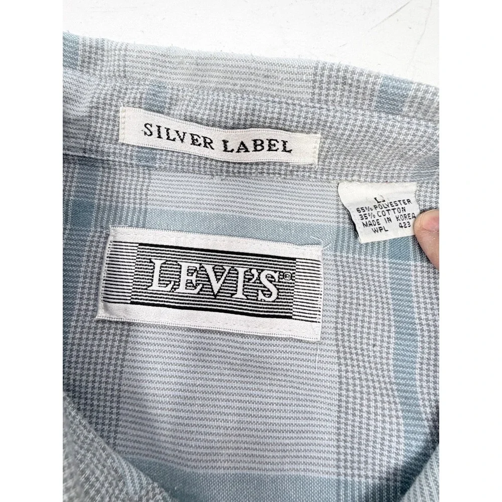 Levi's Silver Tab Button Down Shirt Mens Large Blue Plaid Vintage 90s